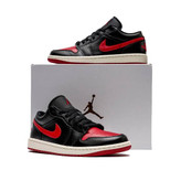 کفش Air Jordan 1 Low Bred مشکی قرمز - نمای پشت
