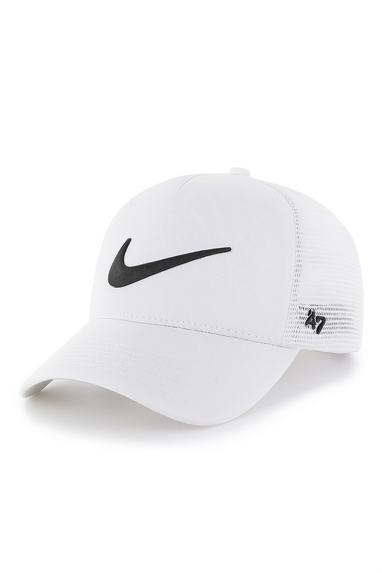 کلاه کپ نایکی سفید لوگو مشکی